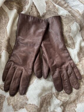 Vintage Fownes Brown Genuine Leather Gloves Cold Weather Classic